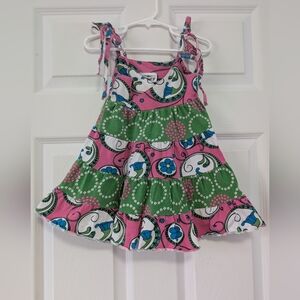 Corky's Kids Pink and Green Patterned Dress Size 18 Months